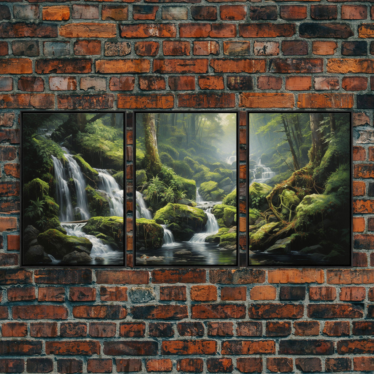 Waterfalls Wall Art, Forest Wall Print, Nature Print, Landscape Art, Canvas Print, Wall Art, 3 Piece Wall Art, Family Gift, Bookshelf Decor