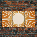 Sun Print Set Of 3, Framed Canvas Prints, Boho Minimalist Midcentury Modern Wall Art, Geometric Sun Print, Nursery Boho Style Decor Triptych