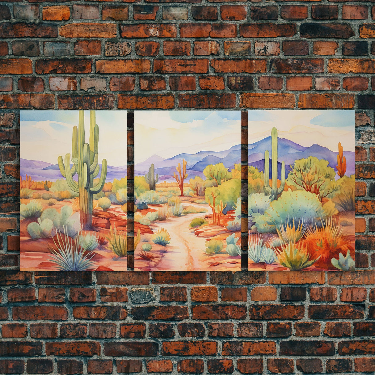 Southwestern Desert Landscape 3 Piece Canvas Prints, Painting, Minimalist Art, Decor, Wall Decor, Wallpaper, Midcentury Modern Western Decor