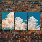 Cloud Wall Art Triptych 3 Piece Set Blue Wall Art Abstract Art Print Minimalist Wall Art Indigo Art Maximalist Deco Sky Wall Art Sky Print