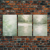 Framed Canvas Wall Art Set of 3 Green Abstract Landscape Print Modern Art Minimalist Decor, Boho Wall Art, Country Decor, Mint Green Art