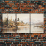 Beautiful 3 Piece Wall Art Canvas Print Set, Landscape Painting, Living Room Decor, Office Art, Wall Decor, Landscape Moody Landscape