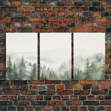 Framed Canvas Wall Art Set of 3 Emerald Green Pine Tree Mountain Range Nature Landscape Prints Minimalist Modern Art Woodland Nursery Decor