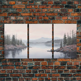 Beautiful Pacific Northwest Landscape, 3 Piece Framed Canvas Print Set, Washington Seattle Landscape Painting, PNW Decor, Oregon Art