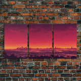 Los Angeles on Fire, Wildfire Art, Abstract City Skyline, 3 piece wall art, 3 piece canvas print