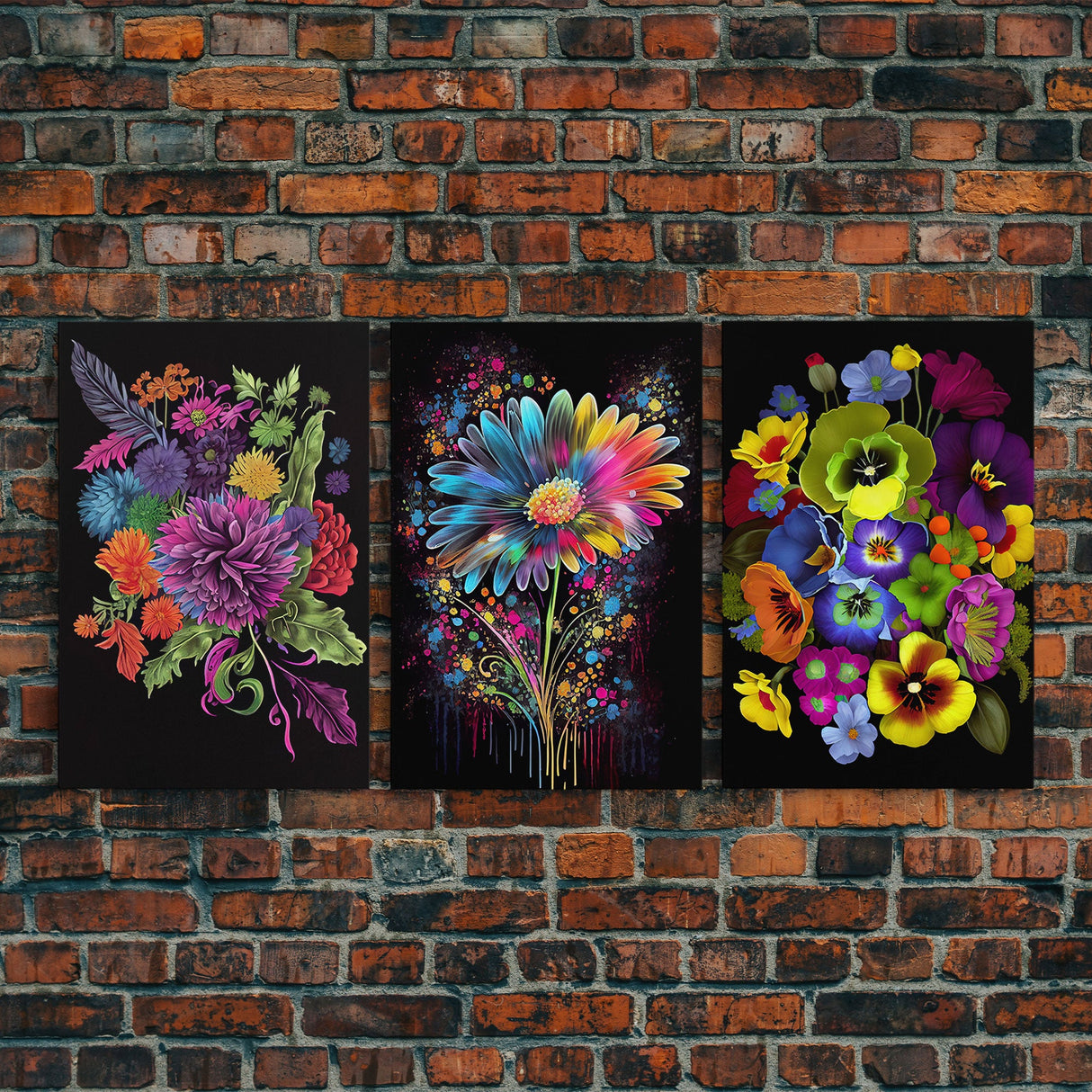 Beautiful Wildflowers Canvas Prints  - Set of 3 - Framed Wall Art- Wild Flowers - Mother's Day - Gift For Her - Floral / Botanical Art