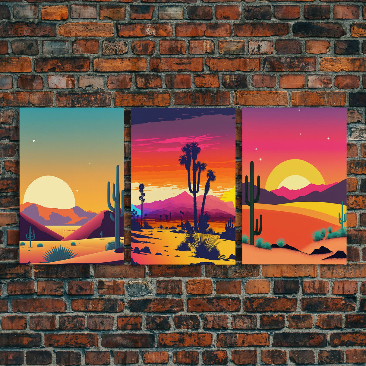 Desert Canvas Prints, Nature Prints Wall Art Set, Framed Canvas Prints Wall Decor, 3 Piece Wall Art Set, Southwestern Decor, Trendy Art