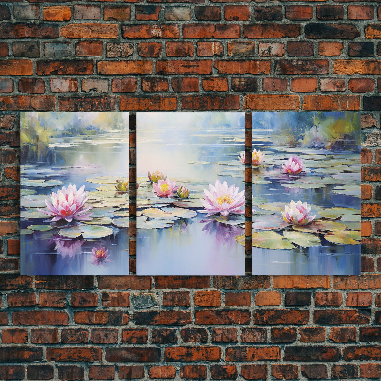 Lake Wall Art, Water Lily Art, Lotus Wall Print, Canvas Print, Wall Art, 3 Piece Wall Art, Home Wall Decor, Country Home Decor, Ranch Decor