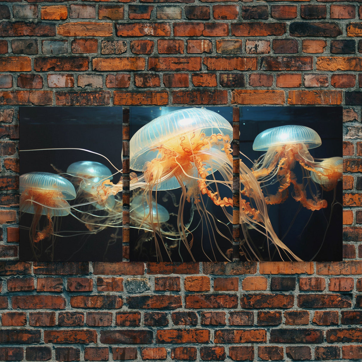 Jelly Fish Wall Art, Aquatic Art, Ocean Wall Art, Canvas Print, Wall Art, 3 Piece Wall Art, Camper Wall Decor, Family Room Art, RV Decor