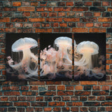 Ocean Wall Art, Animal Art, Jelly Fish Wall Art, Canvas Print, Wall Art, 3 Piece Wall Art, Unique Wall Decor, Kitchen Wall Art, Travel Print