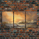 3 Piece Sunrise Ocean Painting On Canvas, Abstract Sea Landscape Painting, Original Textured Wall Art, Coastal Painting, Sunrise Painting