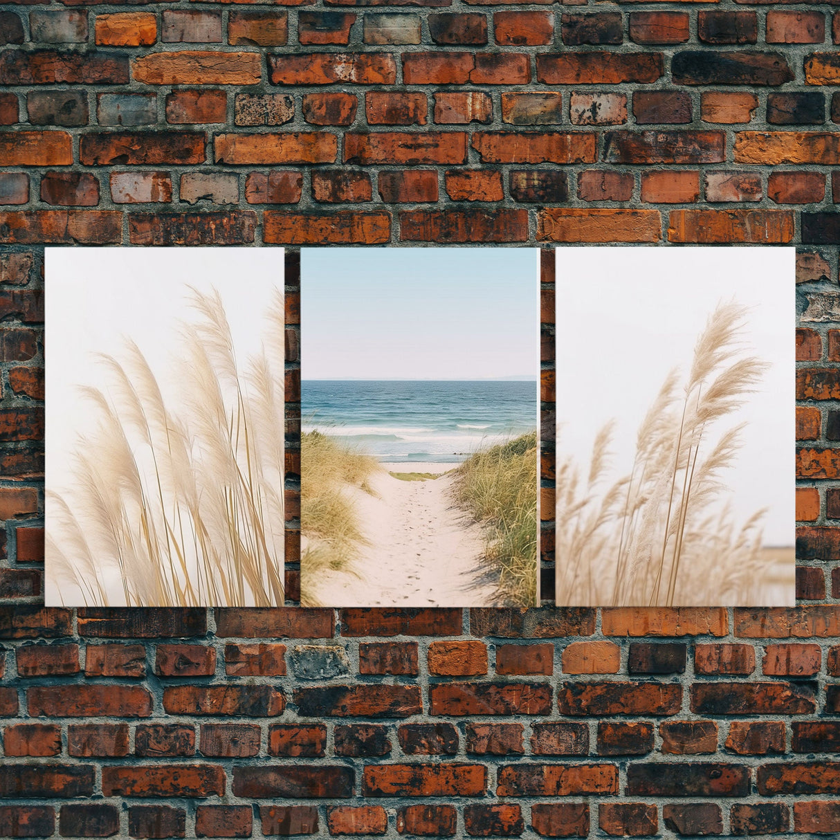 Framed Beach Photography Prints, 3 Piece Set, Minimalist Boho Beach Decor, Beach House Art, Rustic Decor, 3 Panel Art Prints