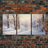 Winter Landscape, Framed Wall Art, Living Room Wall Decor, Christmas Wall Decor, Winter Wonderland, 3 Piece Christmas Decor, Winter Art