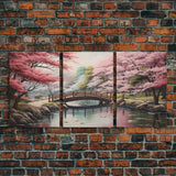 Japanese Print, Landscape Wall Art, Cherry Blossom Wall Art, Canvas Print, Wall Art, 3 Piece Wall Art, Country Home Wall Art, Modern Prints