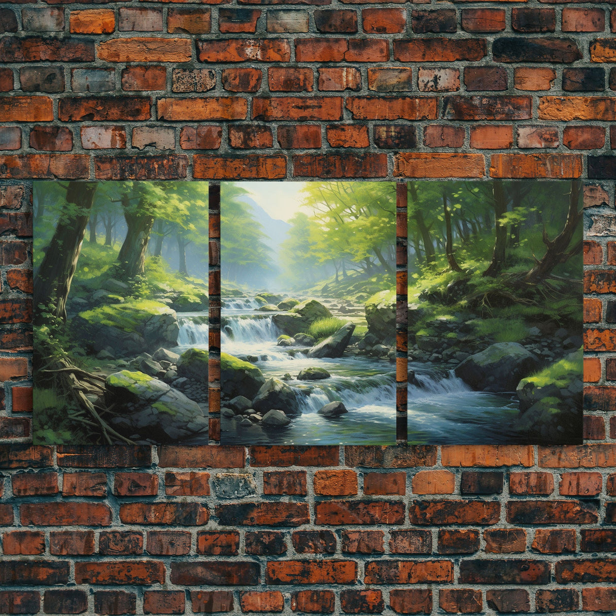 Forest Wall Art, Waterfalls Print, Landscape Print, Canvas Print, Set Of 3 Prints, Wall Art, 3 Piece Wall Art, Home Office Art, Office Decor