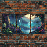 Jungle Wall Print, Waterfalls Wall Art, Nature Print, Landscape Art, Canvas Print, Wall Art, 3 Piece Wall Art, Newlywed Gift, Dorm Room Art