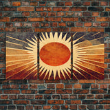 Abstract Midcentury Modern Sunburst, Art Deco Style art, sun with rays, sun burst, boho style, 3 Piece Wall Art, Ready To Hang Canvas Print