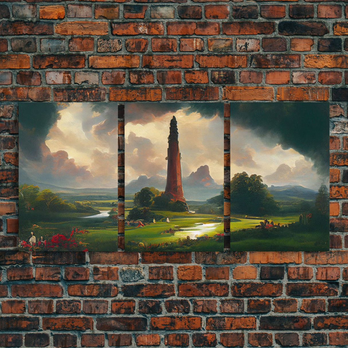 The Dark Tower, 3 Piece Panoramic Art, High Fantasy Concept Art, 3 Piece Wall Art, Ready To Hang Canvas Print