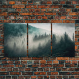 3 piece Misty forest Fog wall art Foggy forest Farmhouse decor Foggy landscape Forest canvas print Multi panel canvas Trendy wall decor