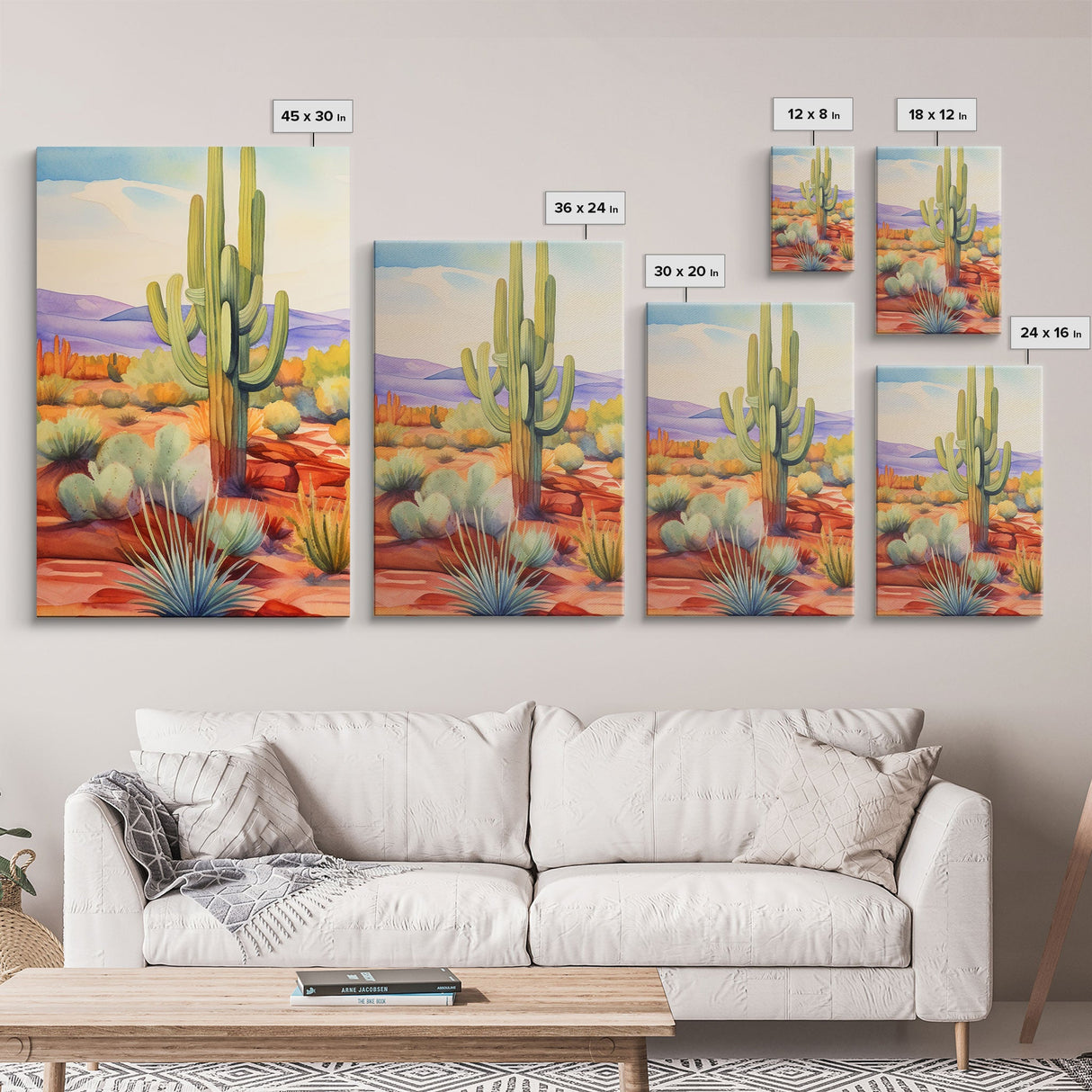 Southwestern Desert Landscape 3 Piece Canvas Prints, Painting, Minimalist Art, Decor, Wall Decor, Wallpaper, Midcentury Modern Western Decor