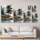 Framed Canvas Wall Art Set of 3 Pastel Mountain Range Lake Nature Landscape Prints Minimalist Modern Art Woodland Nursery Decor Office Art