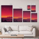 Los Angeles on Fire, Wildfire Art, Abstract City Skyline, 3 piece wall art, 3 piece canvas print