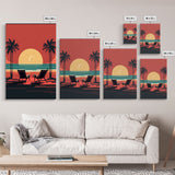 Outrun Style Midcentury Modern Wall Art, Framed Canvas Prints, Triptych Wall Art, 3 Panel Canvas Art, Retro Synthwave Beach Vibes Art