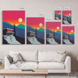 Scandinavian Canvas Prints Framed, 3 Piece Wall Art, Nordic Print Set, Modern Abstract Art, Minimalist Landscape Sunset Art, Forest Mountain