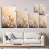 Deer Wall Art, Animal Art Print, Wildflower Meadow, Canvas Print, Wall Art, 3 Piece Wall Art, Country Home Decor, Boho Wall Art, Room Decor