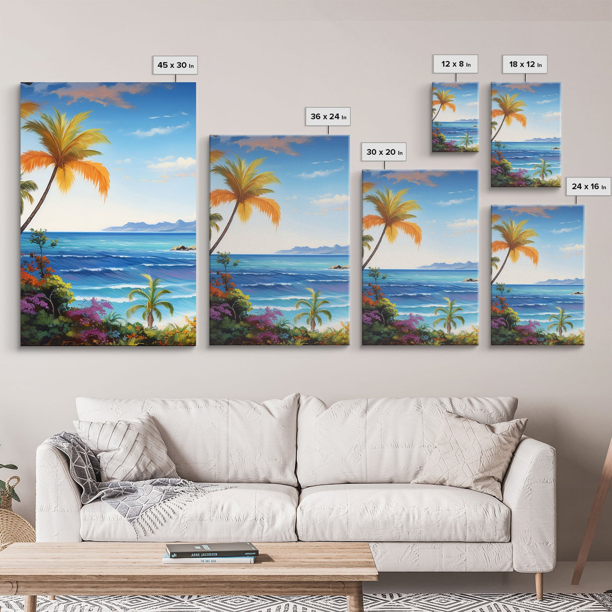 Ocean Wall Art, Beach Wall Art, Tropical Print, Palm Trees, Canvas Print, Wall Art, 3 Piece Wall Art, Bedroom Prints, Apartment Wall Decor