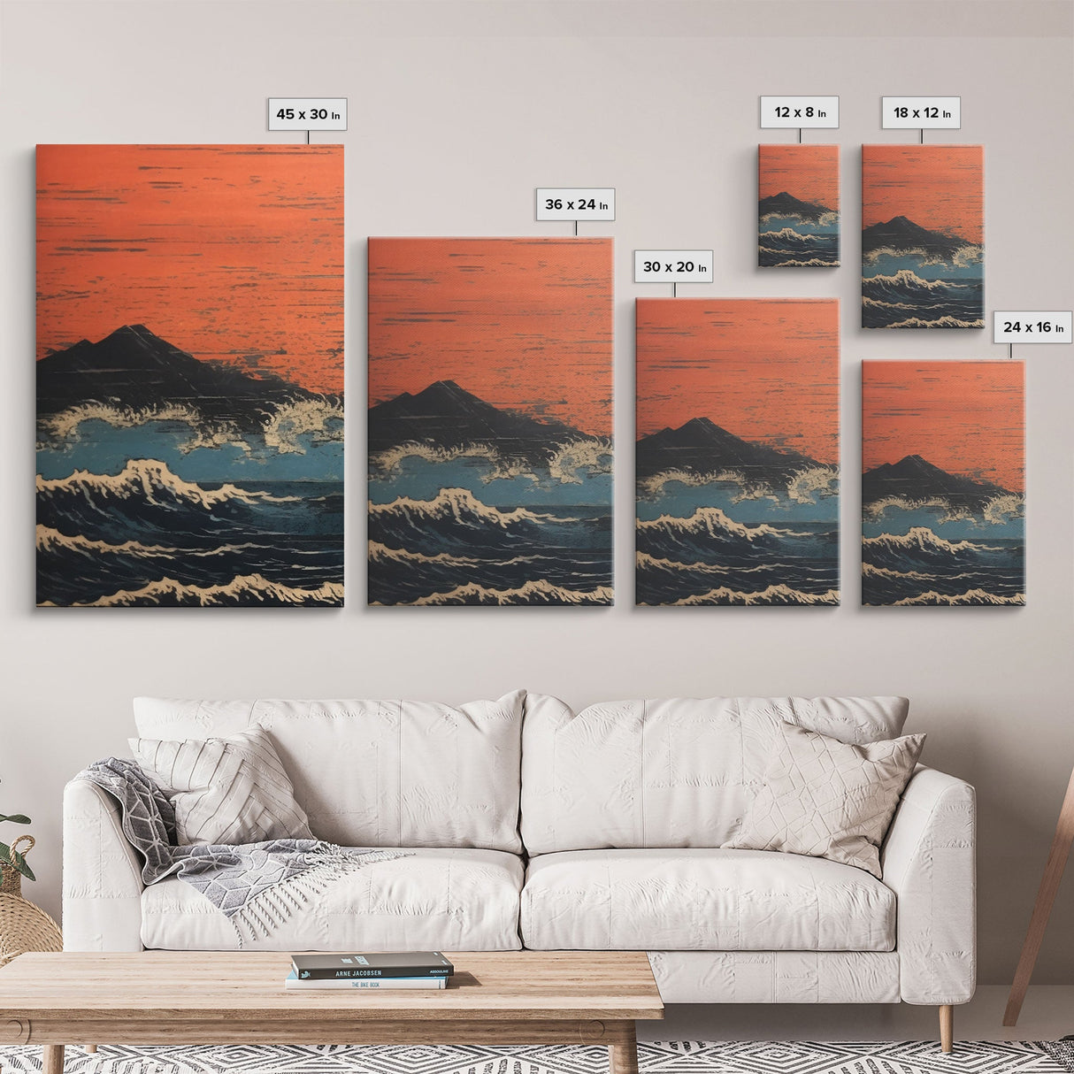 Japanese Ukiyo-e Ink Block Canvas Prints, Triptych Art, 3 Panel Wall Art, 3 Piece Set, Framed Canvas Art, Wall Decor, Above Couch Art