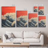 Japanese Wall Art, Ocean Waves, Asian Art, Sunset Art, Canvas Print, Wall Art, 3 Piece Wall Art, Above Bed Art, Southern Wall Art, RV Decor