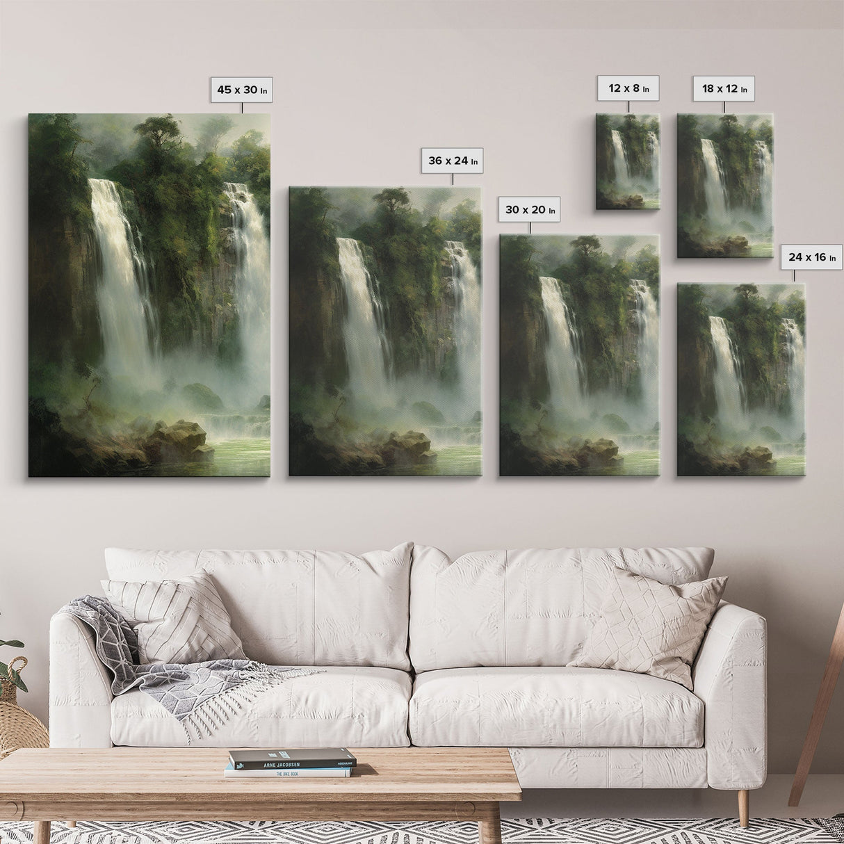 Waterfalls Wall Art, Nature Print, Landscape Wall Art, Canvas Print, Wall Art, 3 Piece Wall Art, Camper Wall Decor, Office Wall Art