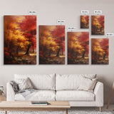 Fall Decor, 3 Piece Wall Art Set, Autumn Forest Oil Painting Canvas Prints, Fall Decorations, Halloween Art, Fall Forest Landscape Painting