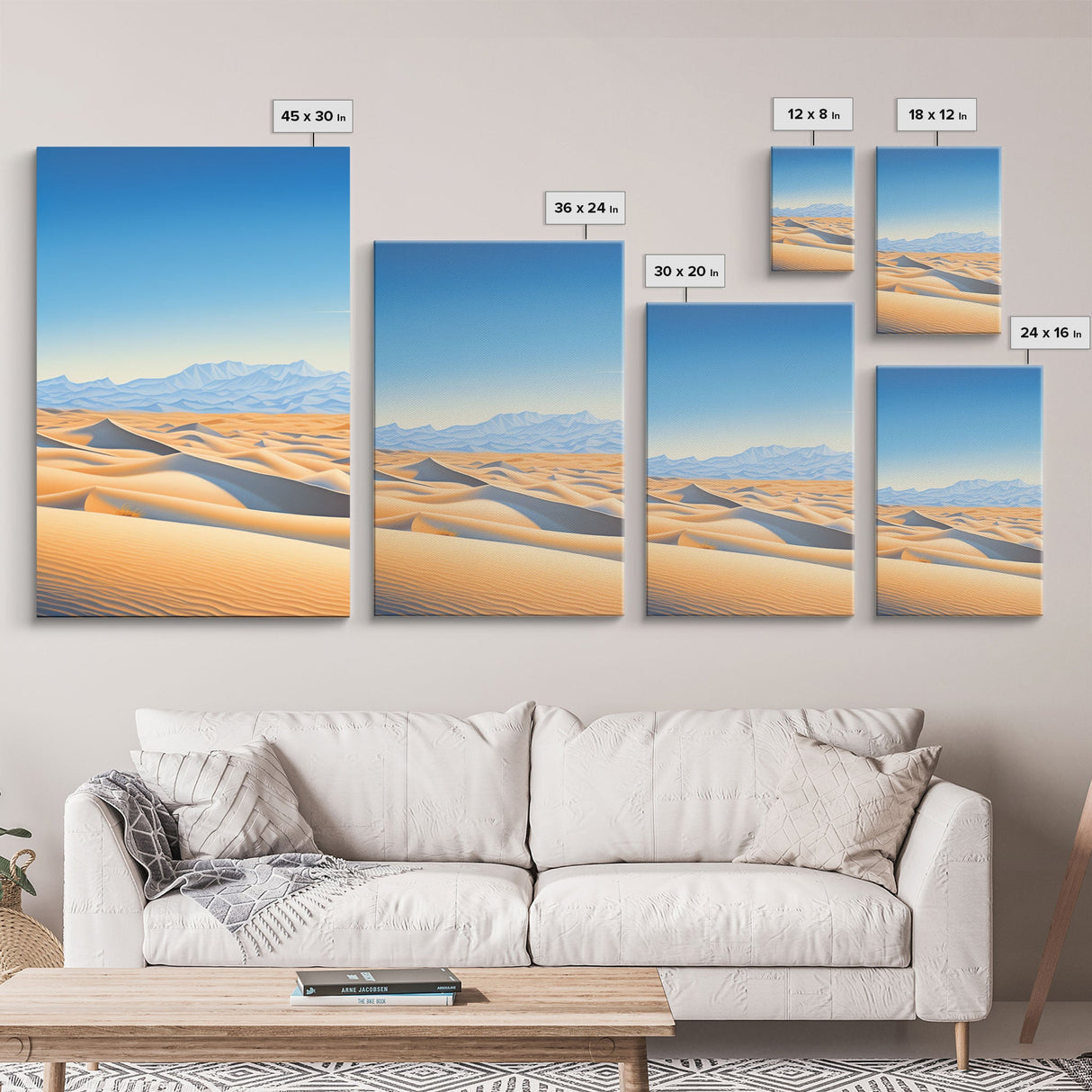 The Sand Dunes, 3 Piece Set, Framed Canvas Prints, Triptych, Desert Painting, Desert Photography Art, Saharan Desert, Multi Piece Wall Art