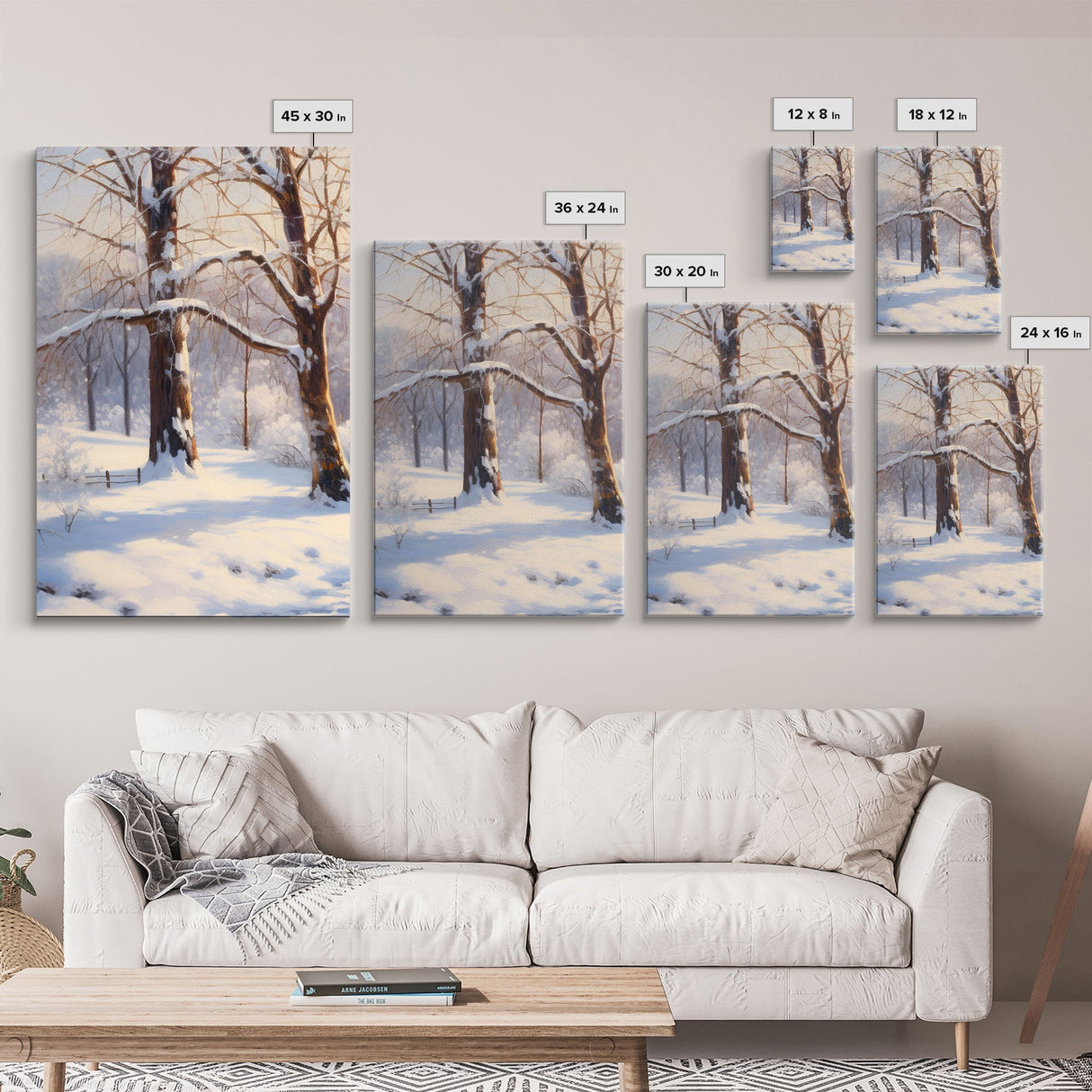 Winter Wall Decor, Winter Forest Print, Canvas Print, Wall Art, 3 Piece Wall Art, Forest Wall Art, Landscape Print, Home Decor Prints