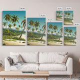 Tropical Art, Palm Tree Wall Art, Seascape Print, Beach Art, Canvas Print, Wall Art, 3 Piece Wall Art, Game Room Decor, Dorm Room Art