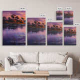 Beautiful 3 Piece Wall Art, Framed Canvas Print, 3 Piece Set, Lake House Decor, Sunset Over The Purple Marsh, Above Sofa Art