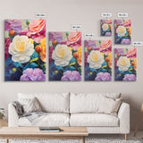 Beautiful Rose Art, Framed Canvas Print, Floral Art, Botanical  Decor, Blue and Yellow Roses, 3 Piece Art Set