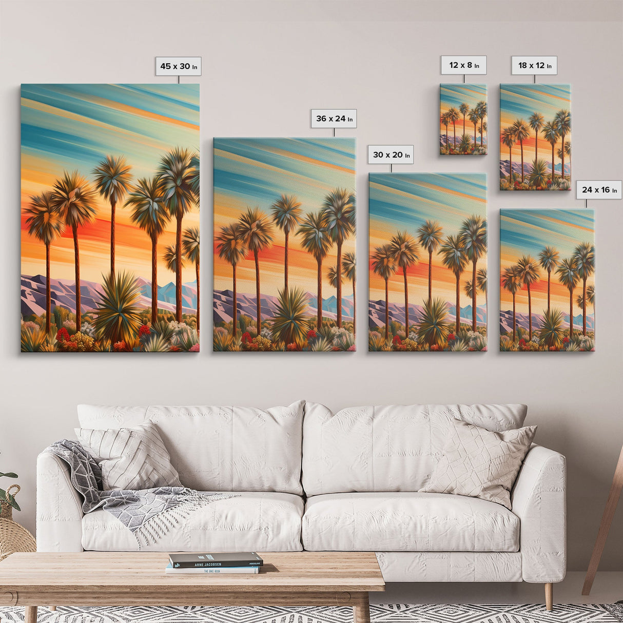 Palm Tree Art, Landscape Print, Sunset Wall Art, Canvas Print, Set Of 3 Prints, Wall Art, 3 Piece Wall Art, Wall Art Prints, Ranch Decor