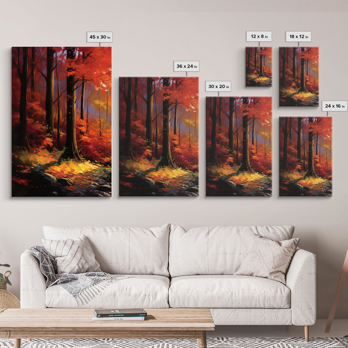 Fall Wall Art, Fall Forest, Forest Print, Sunset, Canvas Print, Set Of 3 Prints, Wall Art, 3 Piece Wall Art, Farmhouse Art, Bookshelf Decor