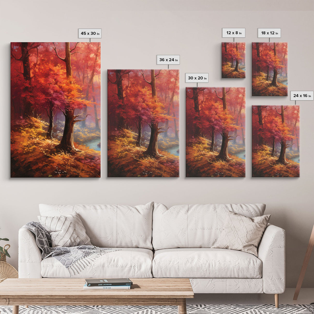 Lake Art, Fall Wall Art, Forest Print, Autumn Art, Canvas Print, Set Of 3 Prints, Wall Art, 3 Piece Wall Art, Ranch Decor, Office Prints