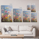 Flower Print, Wildflower Wall Art, Wildflower Meadow, Canvas Print, Set Of 3 Prints, Wall Art, 3 Piece Wall Art, Above Bed Art, Boho Print