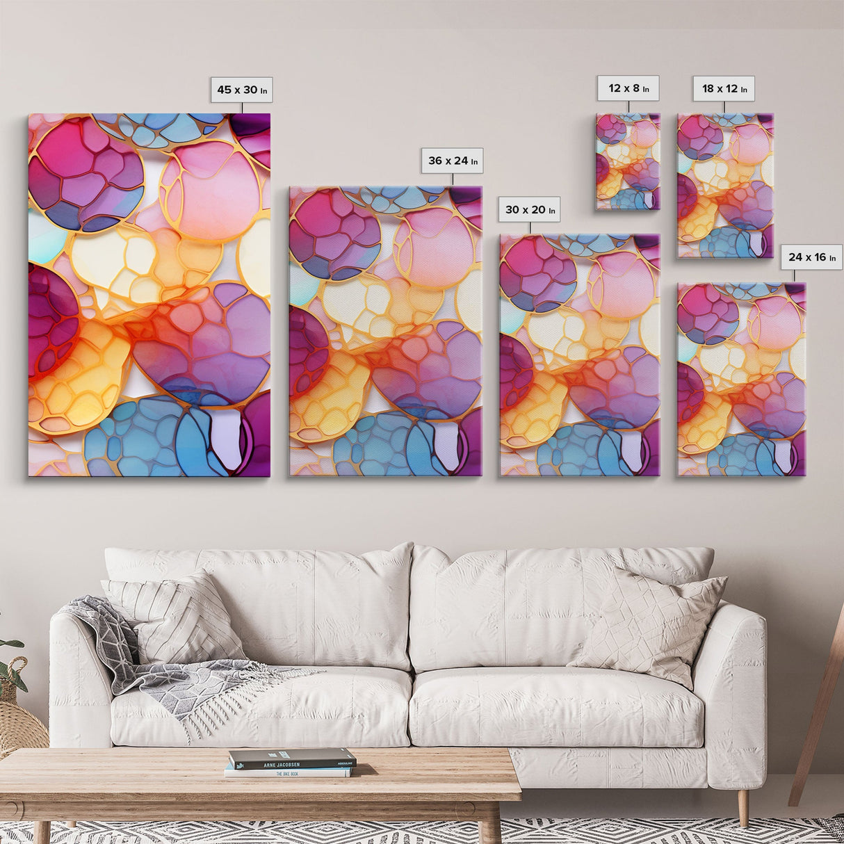 Vibrant Wall Print, Abstract Art Print, Canvas Print, Wall Art, 3 Piece Wall Art, Abstract Wall Art, Above Couch Wall Art, House Wall Art