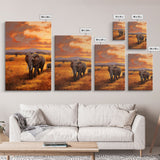 Elephant Print, Animal Wall Art, Sunset Print, Canvas Print, Wall Art, 3 Piece Wall Art, Nature Print, Retirement Gifts, Modern Office Art