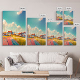 Italian Seaside Village, Cool Beach House Art, Lakehouse Wall Decor, 3 Piece Canvas Decor, 3 Piece Wall Art, Ready To Hang Canvas Prints