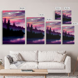 Starry Night Magical Forest Fantasy Landscape, 3 Piece Wall Art, Ready To Hang Canvas Print, Cool Living Room Wall Art Decor