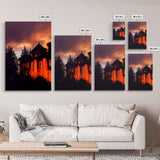 3 Piece Canvas Wall Decor, Ready To Hang Canvas Prints, Victorian Style Haunted House, Spooky Halloween Wall Art Decor