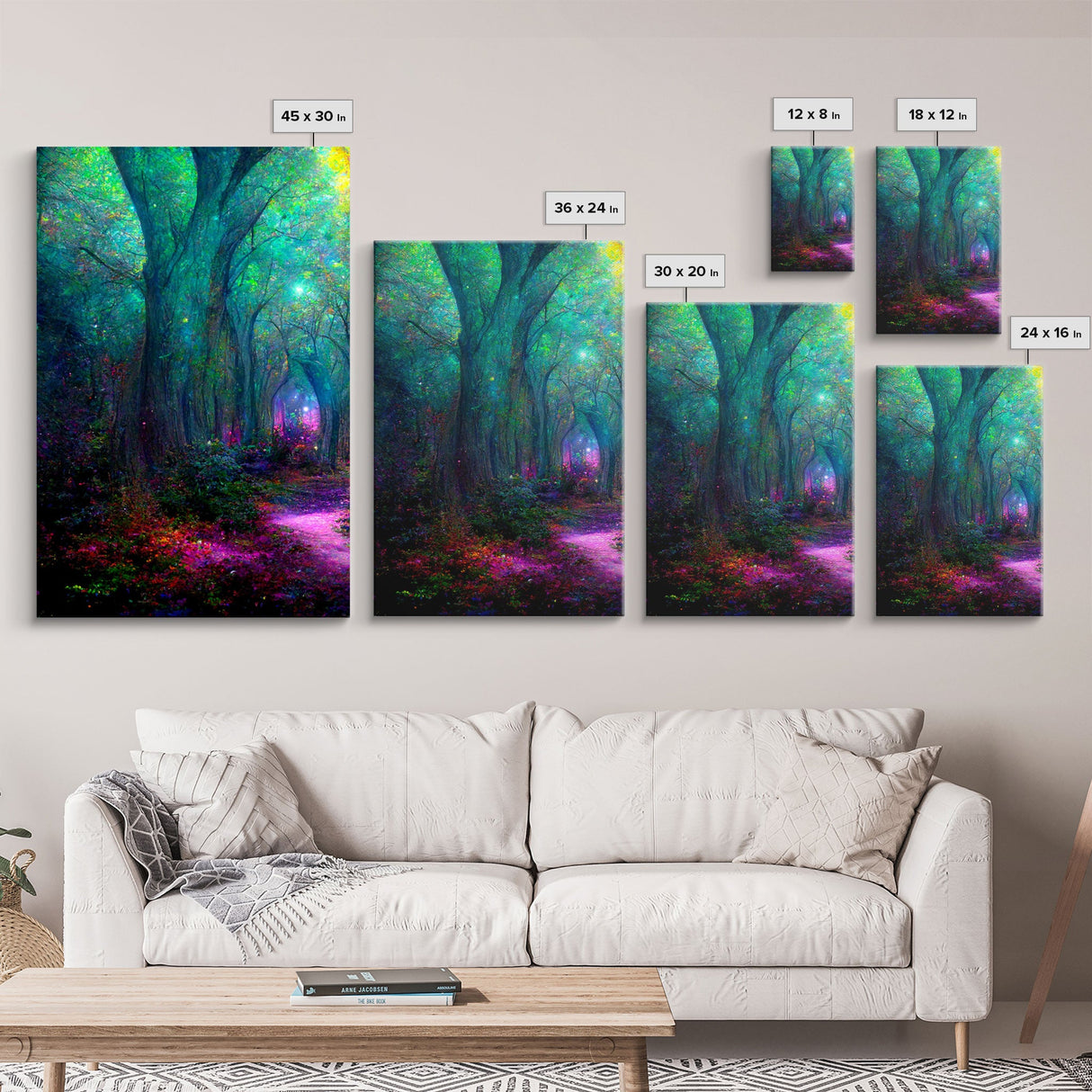 Fantasy wall art, canvas print, magical forest, fantasy landscape art, 3 Piece Wall Art, Ready To Hang Canvas Print