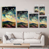 Night Starry Sky Landscape Colorful Night Sky Nature Living Room Wall Art Spiritual Starry, 3 Piece Wall Art, Ready To Hang Canvas Print